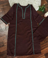 2Pc - Khaddar Hand Embroidered Stitched Suit - Brown