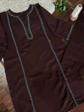 2Pc - Khaddar Hand Embroidered Stitched Suit - Brown