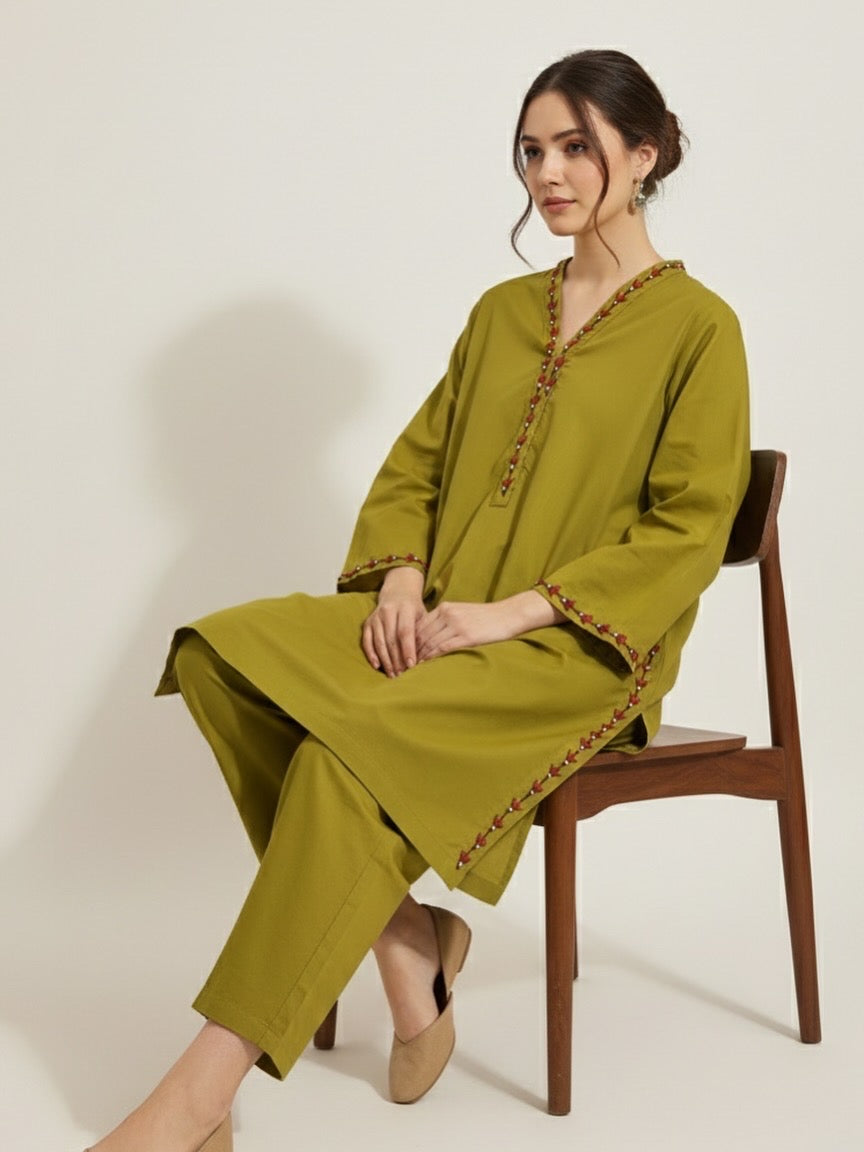 2pc Cotton Lawn Hand Embroidery Dress