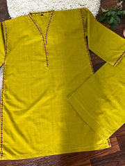 2Pc - Khaddar Hand Embroidered Stitched Suit - Dhaani