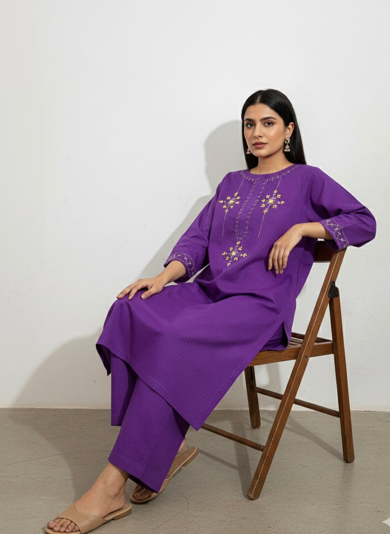 2pc Cotton Lawn Hand Embroidered Dress