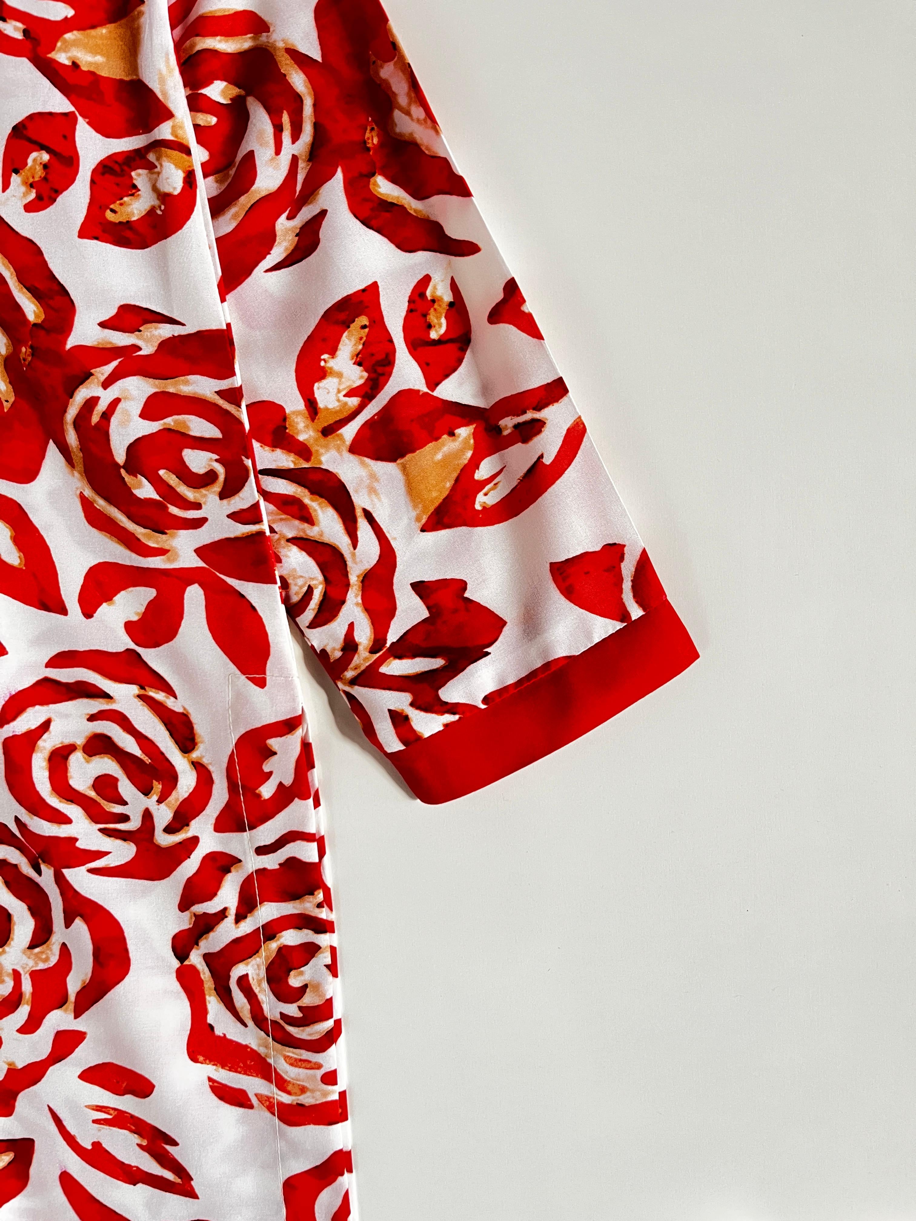 2pc Printed Lilen Dress Orange-White