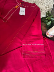 2Pc - Khaddar Hand Embroidered Stitched Suit - Pink