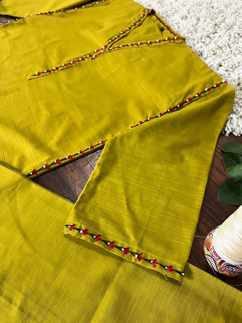 2Pc - Khaddar Hand Embroidered Stitched Suit - Dhaani