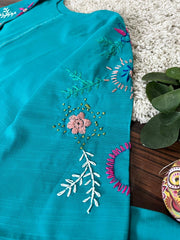 2Pc - Khaddar Hand Embroidered Stitched Suit - Sky Blue