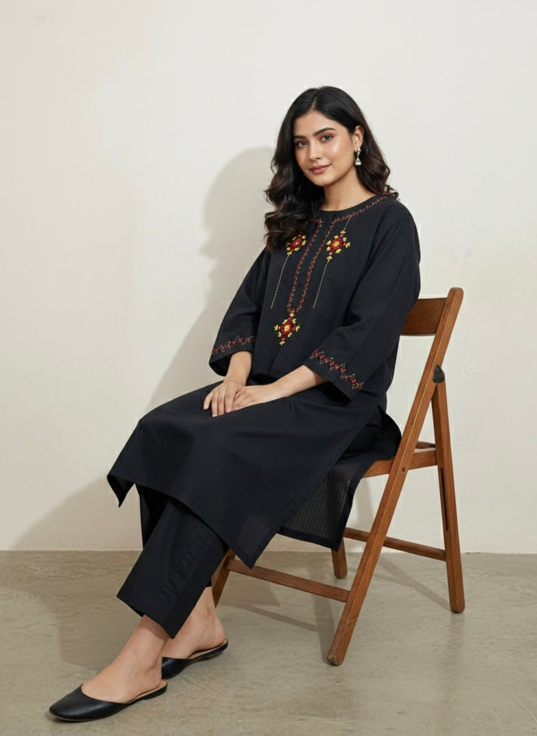 2pc Cotton Lawn Hand Embroidery Dress