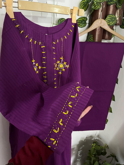 2pc Cotton Lawn Hand Embroidered Dress