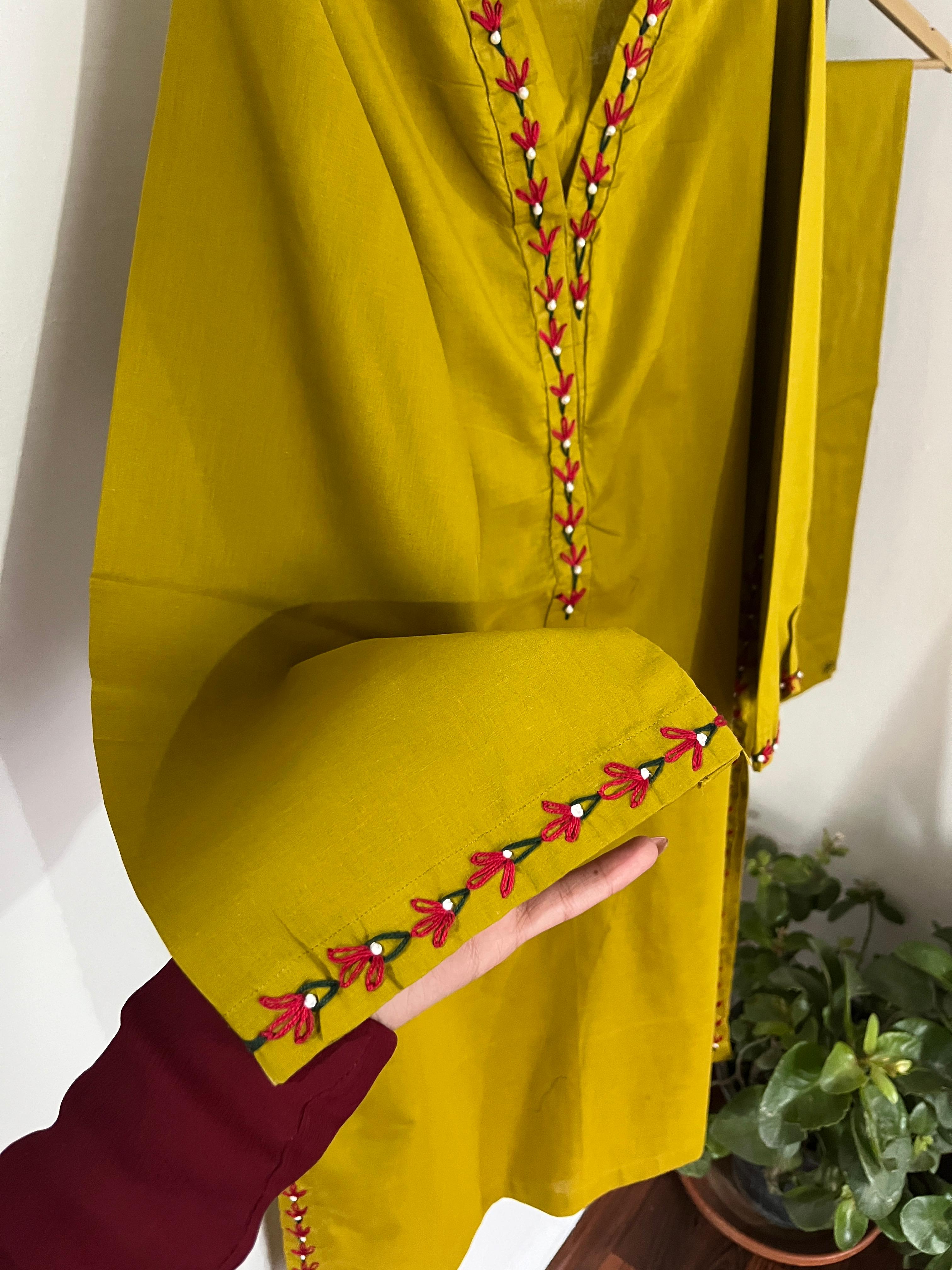 2pc Cotton Lawn Hand Embroidery Dress