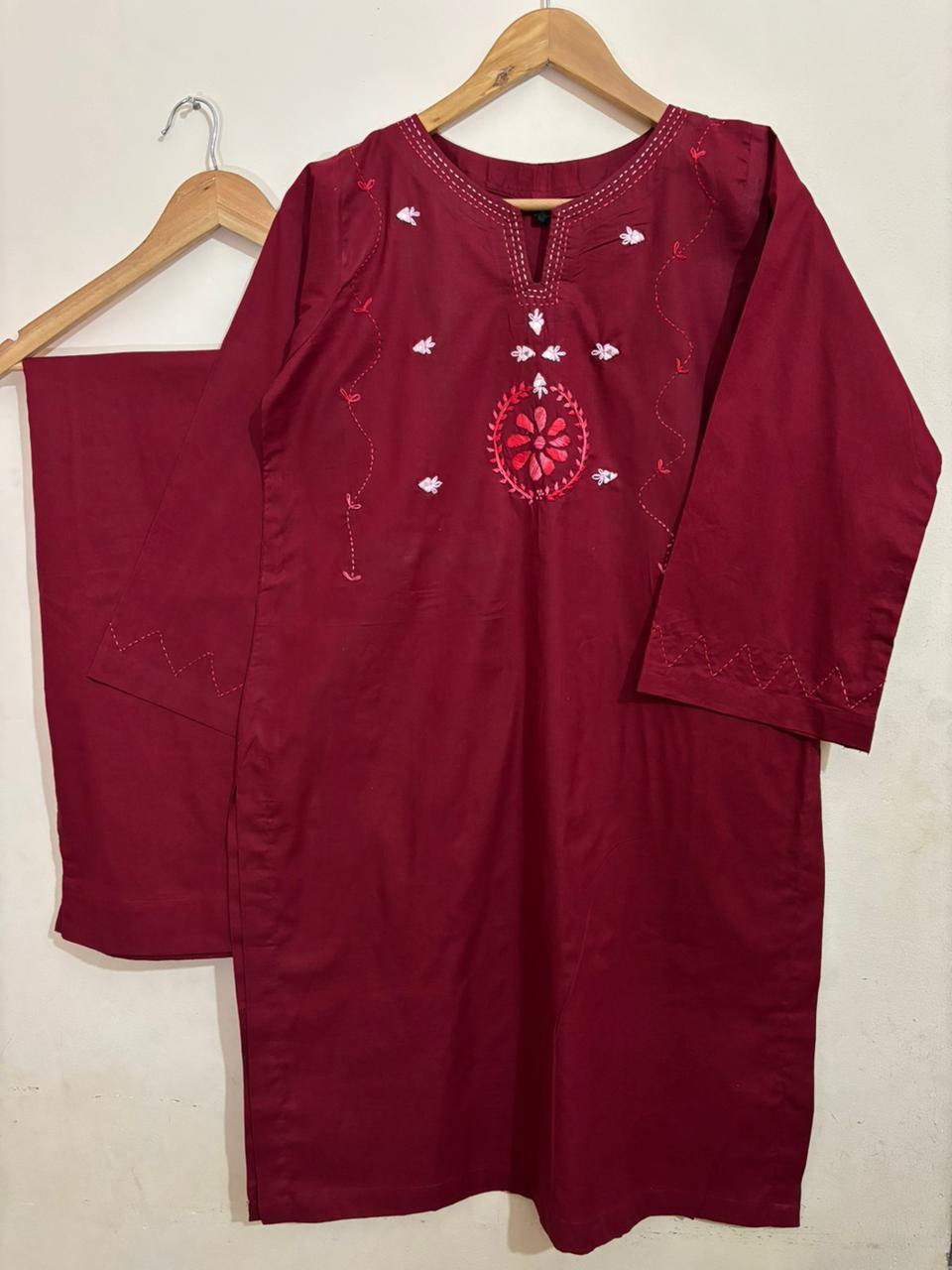 2pc Cotton Lawn Hand Embroidery Dress